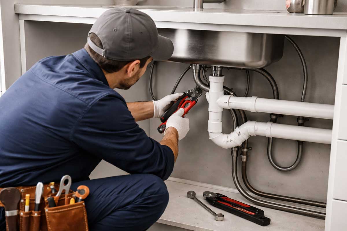 Fontanero en Madrid reparando tubería